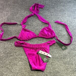 wild fable Fuchsia Halter Bandeau Bikini Set